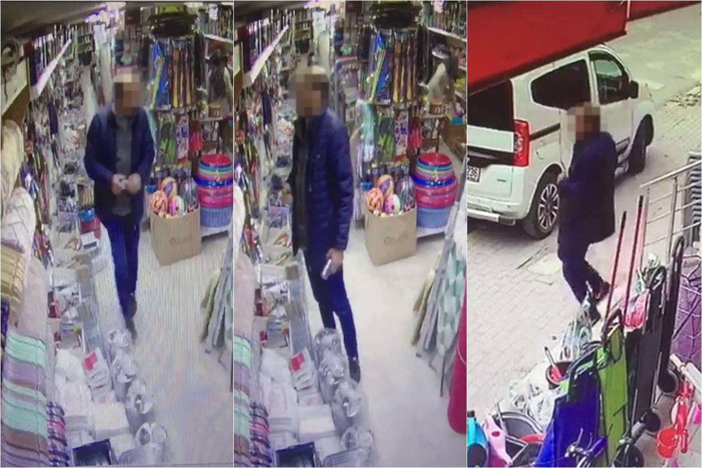 Alışveriş mağazasındaki hırsızlık anı kameraya yansıdı